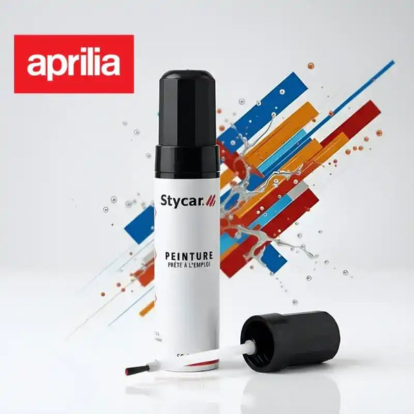 Gamme complète de stylos retouche peinture moto Stycar pour Aprilia : teintes d'origine constructeur disponibles pour tous les modèles listés.