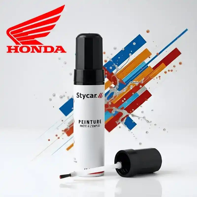 Gamme complète de stylos retouche peinture moto Stycar pour Honda : teintes d'origine constructeur disponibles pour tous les modèles listés.