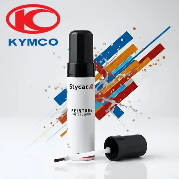 Gamme complète de stylos retouche peinture moto Stycar pour Kymco : teintes d'origine constructeur disponibles pour tous les modèles listés.