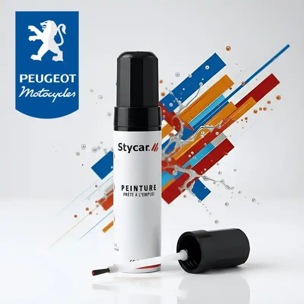 Gamme complète de stylos retouche peinture moto Stycar pour MOTO PEUGEOT : teintes d'origine constructeur disponibles pour tous les modèles listés.