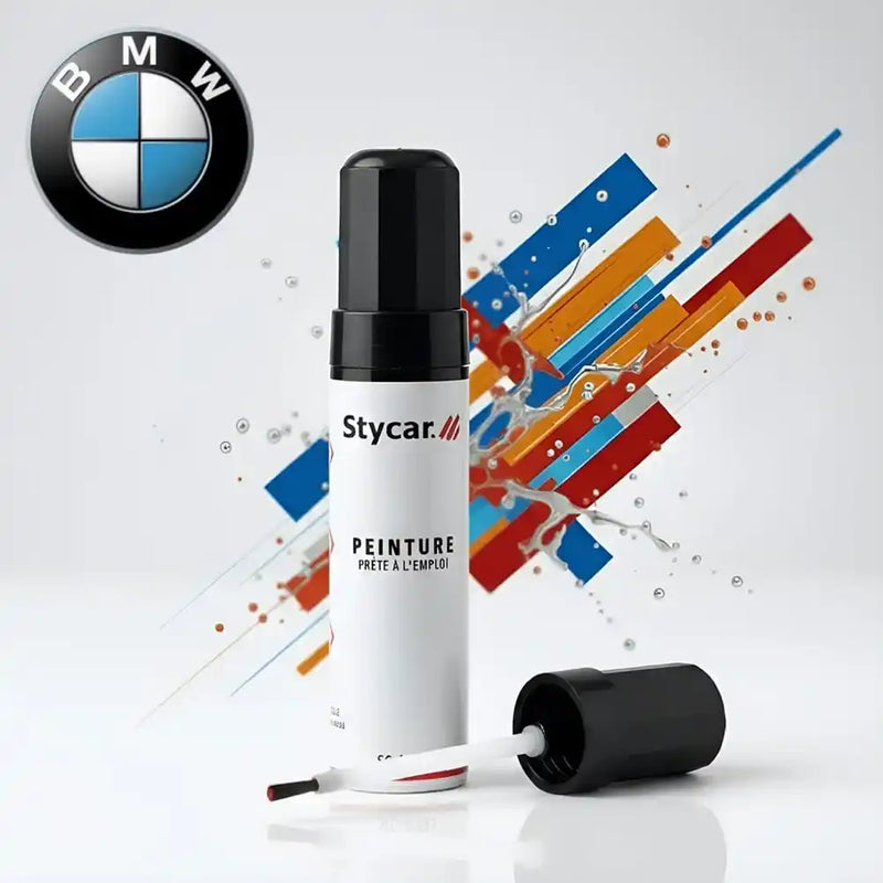 Stylo retouche peinture BMW Stycar teinte d'origine pour effacer rayures et éclats carrosserie (Choix par code couleur).