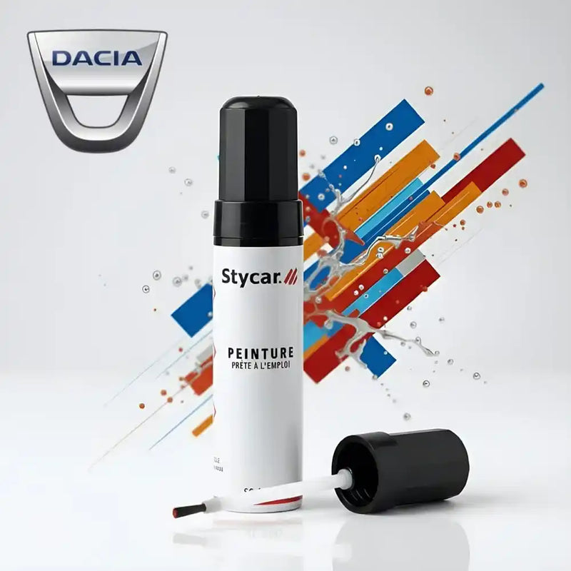 Stylo retouche peinture Dacia Stycar teinte d'origine pour effacer rayures et éclats carrosserie (Choix par code couleur).