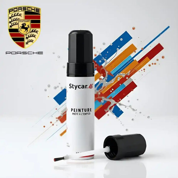 Stylo retouche peinture Porsche Stycar teinte d'origine pour effacer rayures et éclats carrosserie (Choix par code couleur).